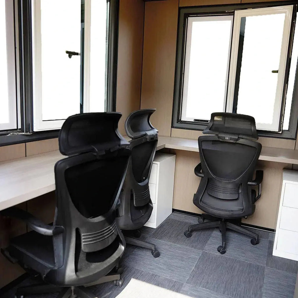 TMG Industrial TMG-SCO10 3 m Steel Container Office 5.3 m² Working Area 3 Ergonomic Chairs