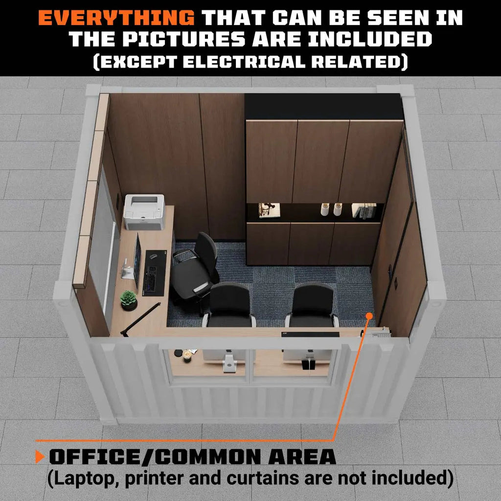 TMG Industrial TMG-SCO10 3 m Steel Container Office 5.3 m² Working Area 3 Ergonomic Chairs