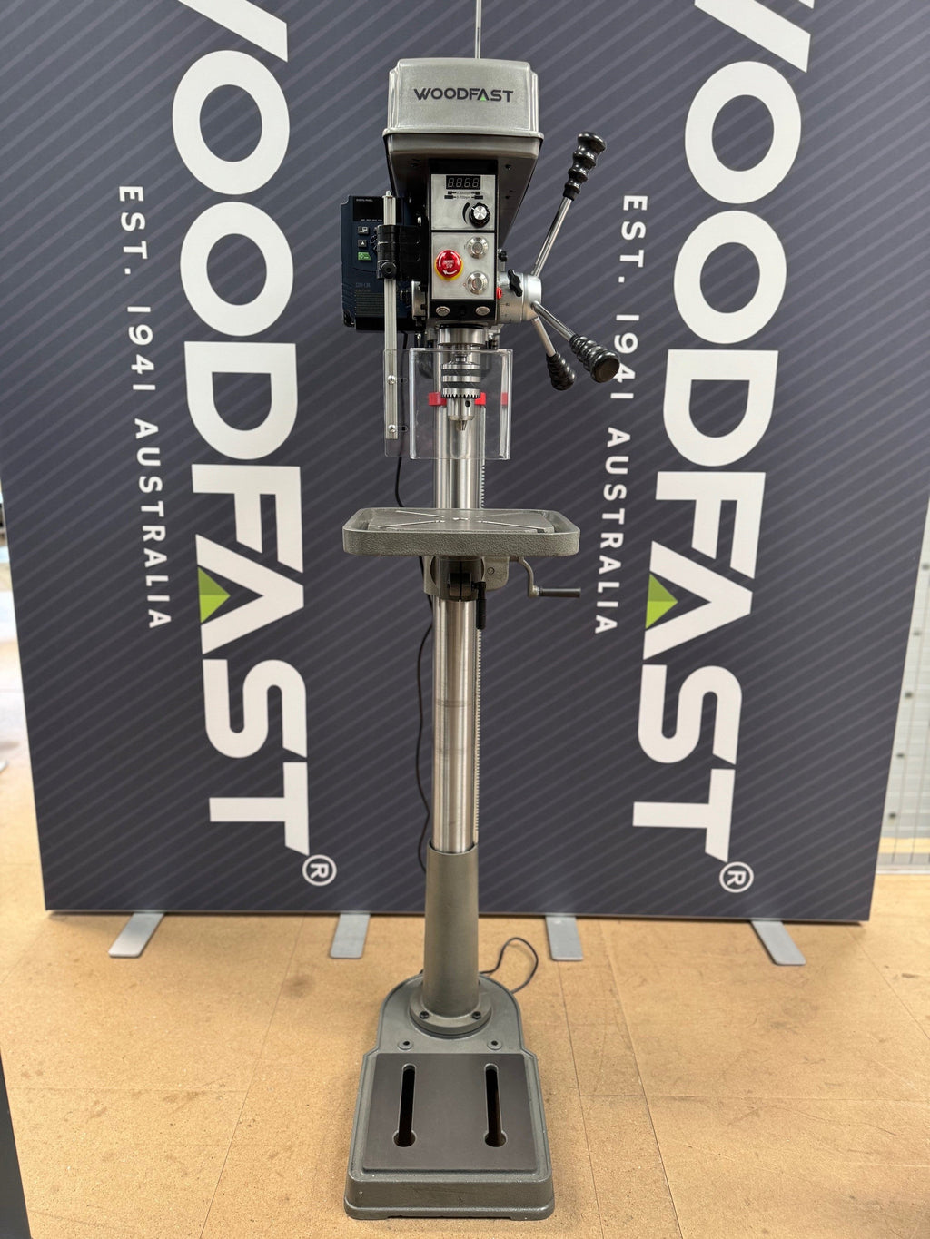 Woodfast DP43016F-VS 430mm Floor Drill Press Electronic Variable Speed 16mm Key Chuck 240V