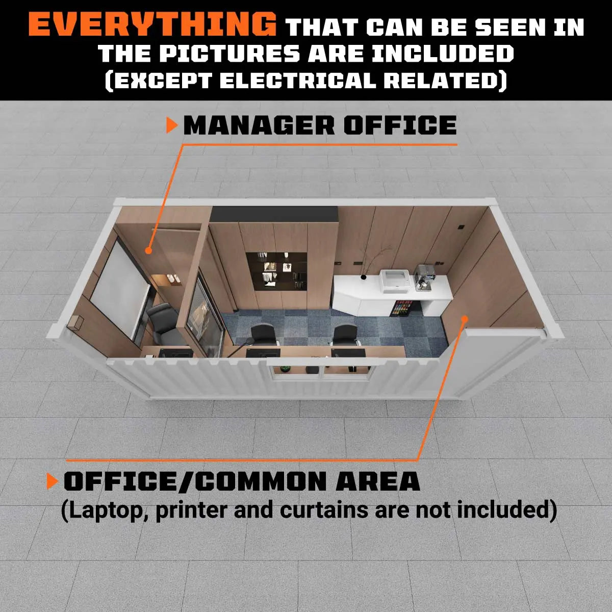 TMG Industrial TMG-SCO20 20 ft Custom Built Steel Container Office 86 sq ft Working Area