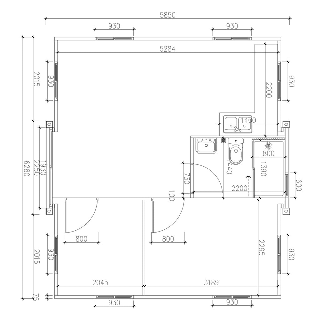 TMG Industrial TMG-SCE20 6.1m Expandable Container Home 2 Bedroom