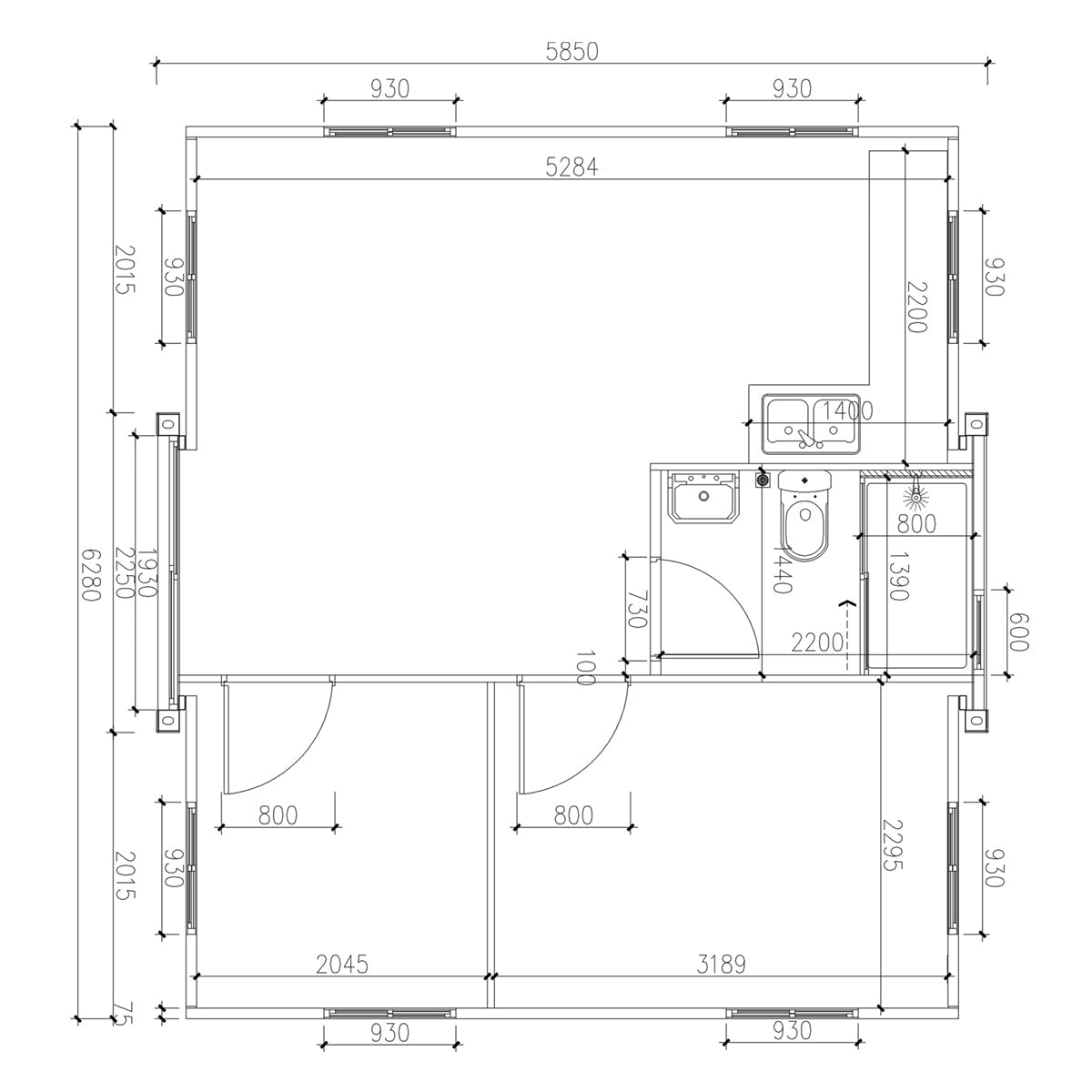 TMG Industrial TMG-SCE20 6.1m Expandable Container Home 2 Bedroom