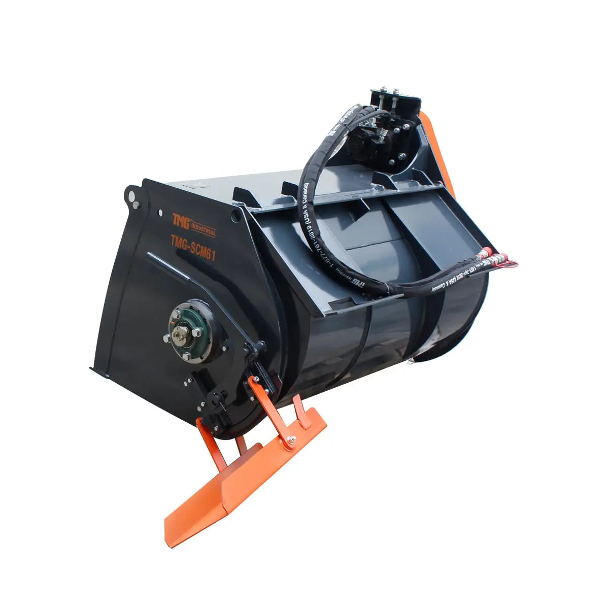 TMG Industrial TMG-SCM61 152 cm Skid Steer Concrete Mixer Attachment 453 L Capacity Side Chute