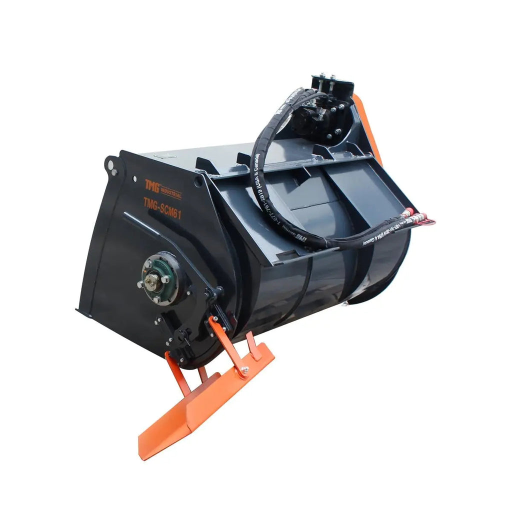 TMG Industrial TMG-SCM61 152 cm Skid Steer Concrete Mixer Attachment 453 L Capacity Side Chute