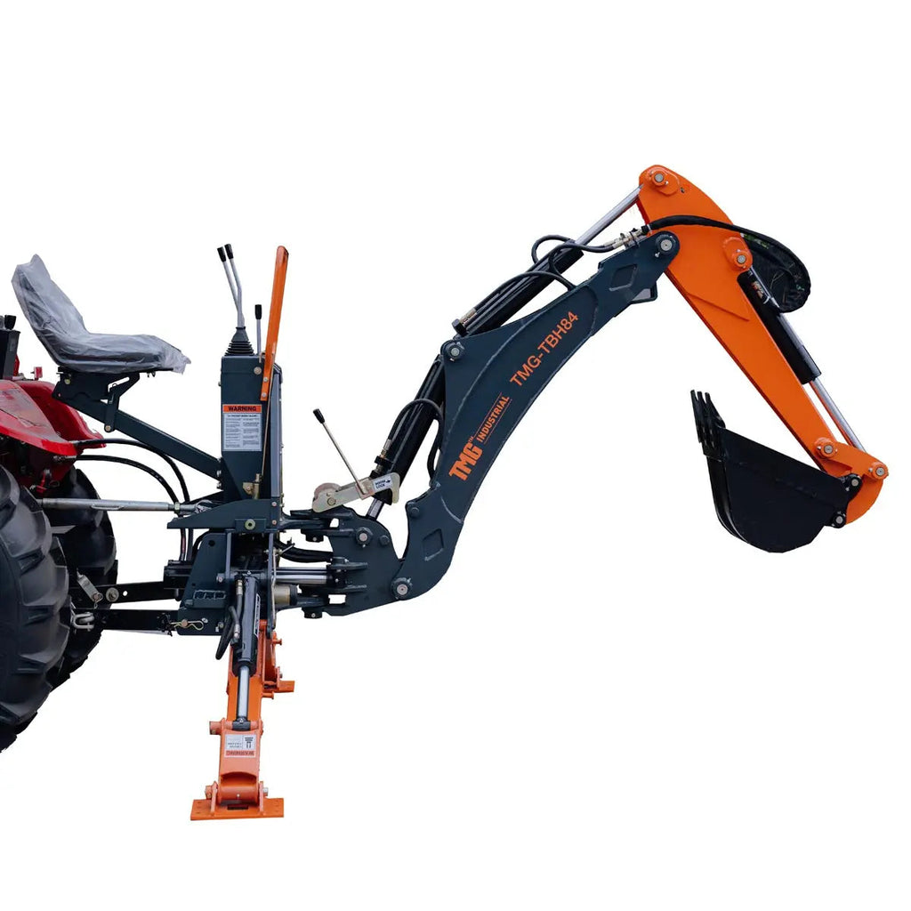 TMG Industrial TMG-TBH84 2.1 m 3-Point Hitch Swing Backhoe Attachment 30 cm Bucket 40-100 HP Tractor