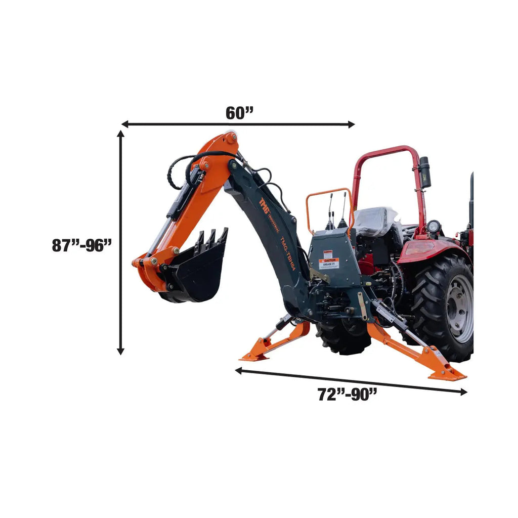 TMG Industrial TMG-TBH84 2.1 m 3-Point Hitch Swing Backhoe Attachment 30 cm Bucket 40-100 HP Tractor
