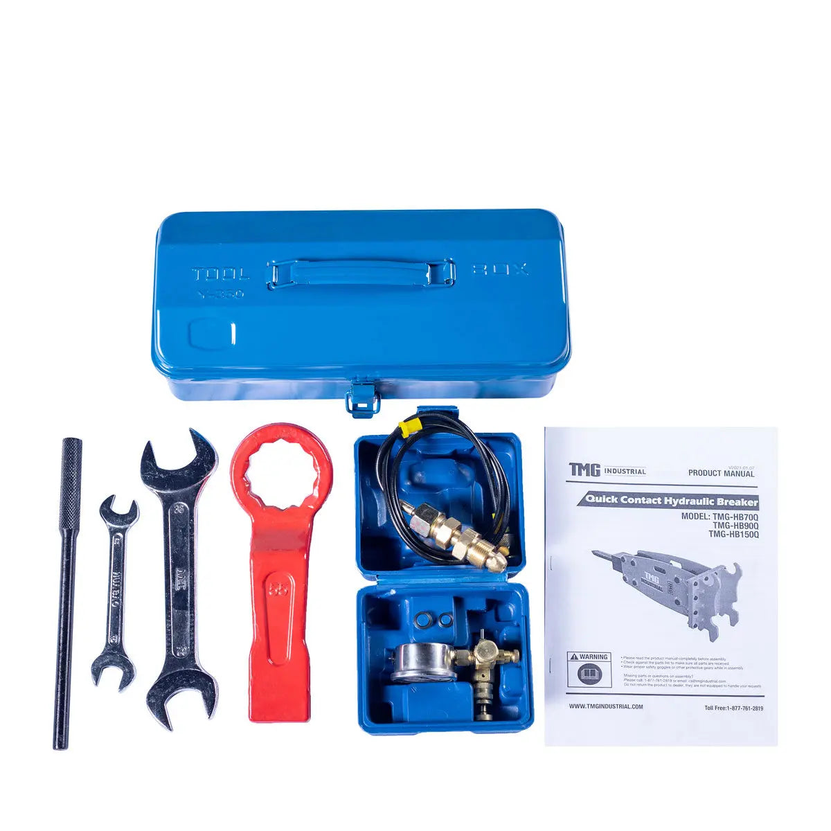 TMG Industrial TMG-HB150Q 10-15 Ton Excavator Hydraulic Breaker 100mm Moil Point Quick Change